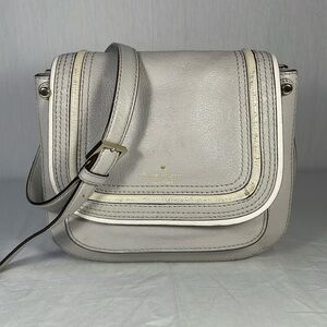 Kate Spade Pratt Street Rianne Crossbody Saddle Bag Purse Gray Gray Leather